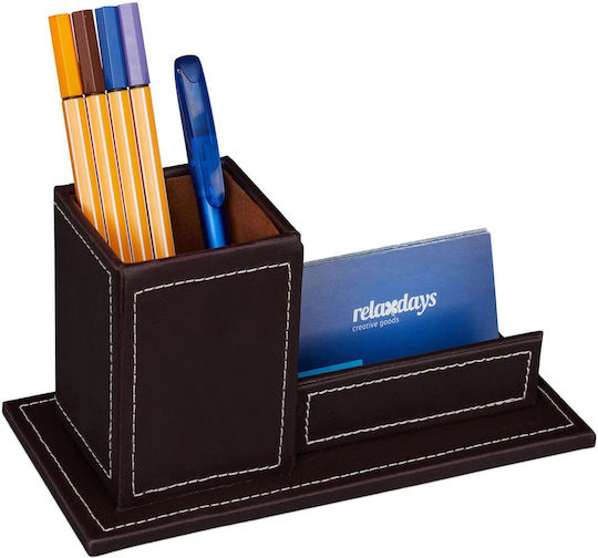 Relaxdays Suport De Birou Pentru Pixuri Cărți De Vizită Alb Maro 10.5x20x10cm