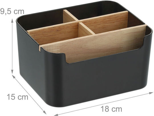 Relaxdays Suport Pentru Articole De Birou Organizator De Birou Cu 5 Compartimente Maro Deschis Negru 9.5x18x15cm
