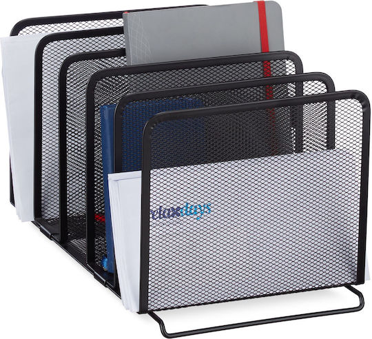Relaxdays Document Holder 5 Compartments Black 18.5x37.5x20.5 Cm