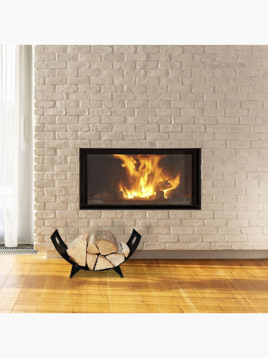 Relaxdays Coș Metalic De Depozitare Lemne 18.5x40.5x33cm Negru