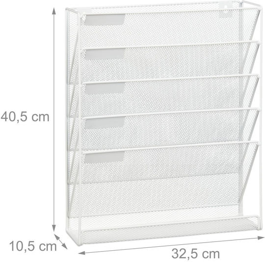 Dokumentenablage Relaxdays Metall 5 Fächer Weiß 40,5x32,5x10,5 cm