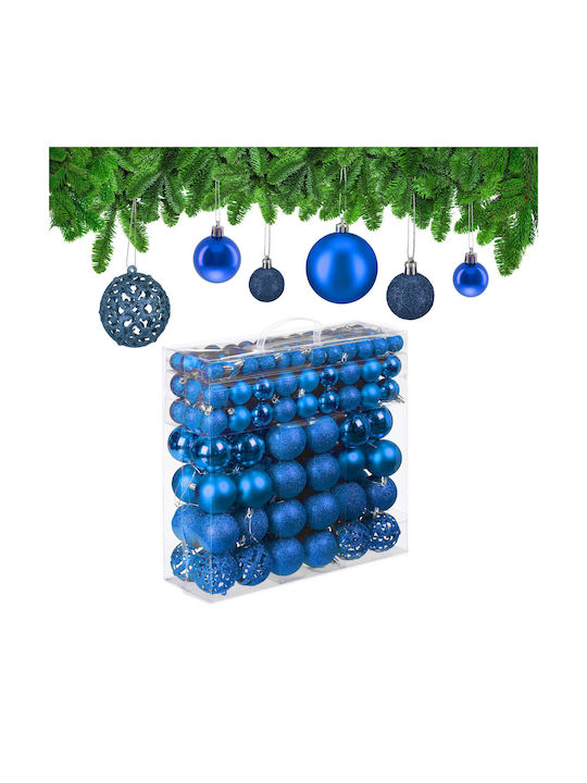 Set 150 Globuri De Crăciun Relaxdays Albastre 3 Dimensiuni Mat Lucios Sclipitor Set 150 Globuri De Crăciun Relaxdays Albastre 3 Dimensiuni Mat Lucios Sclipitor