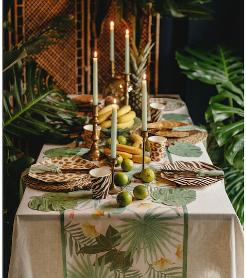 Table Runner Tropical Leaves & Flowers