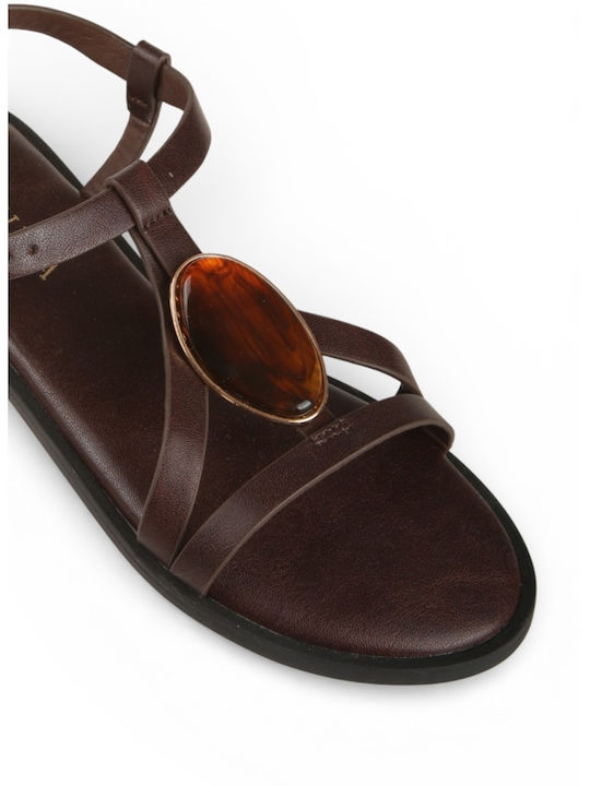 Damen Flache Sandalen Braun