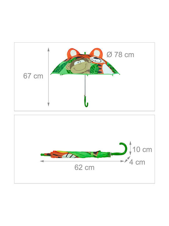 Relaxdays Umbrelă Pentru Copii Baston Verde Cu Diametru 67 Cm