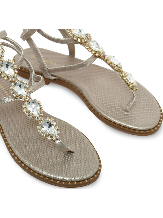 Leather Women's Flat Sandals Rose Gold