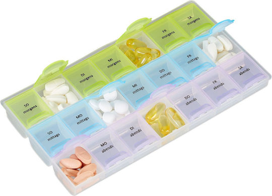 Relaxdays 7-day Pill Box 3 Compartments Each Transparent 2.5x12x21.5 Cm