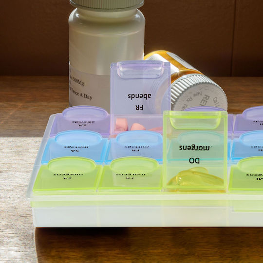 Relaxdays 7-day Pill Box 3 Compartments Each Transparent 2.5x12x21.5 Cm