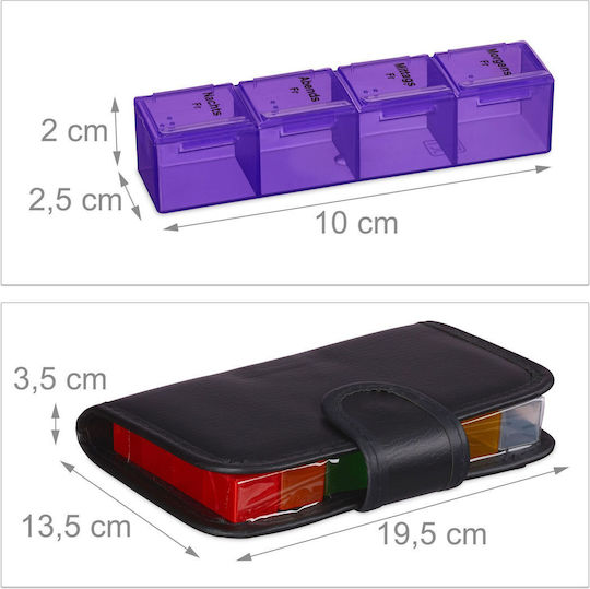 Relaxdays 7-day Pill Box Case Blue Red Black 19.5x3.5x13.5 Cm