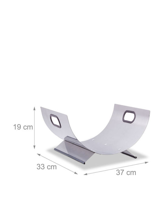 Relaxdays Coș De Depozitare Lemne Inox 19x37x33cm Gri