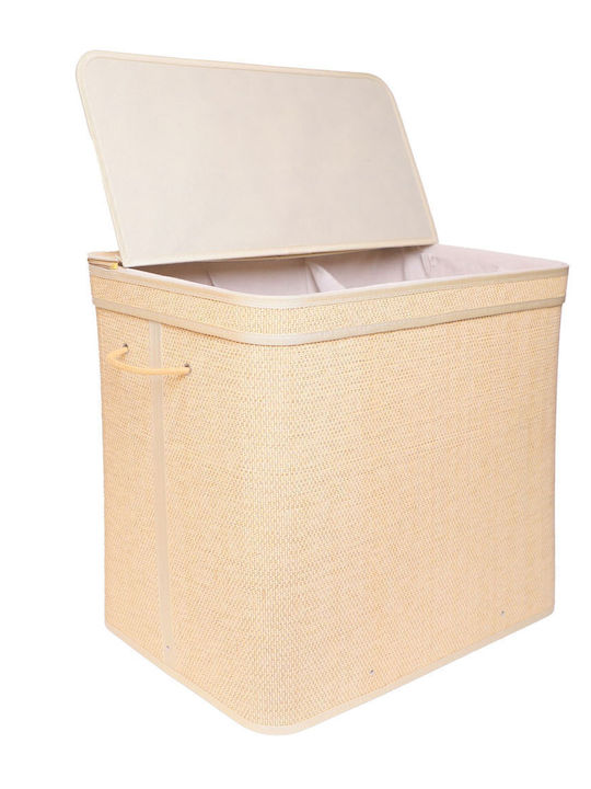 Relaxdays Coș de Rufe din Bambus 90l cu Capac 61x40x30cm Alb Relaxdays Coș de Rufe din Bambus 90l cu Capac 61x40x30cm Alb