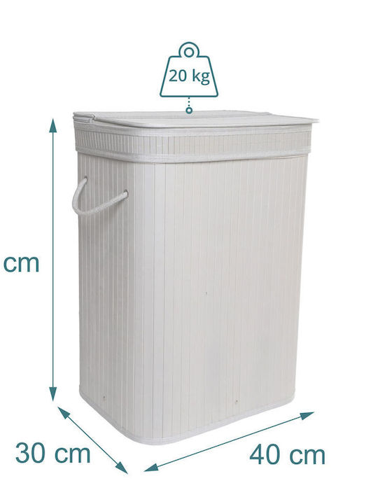 Relaxdays Coș de Rufe Bamboo 72l 60x40x30cm Alb
