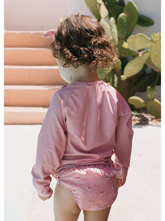 Tutete Protection Kids Swimwear Rashguard With Long Sleeve Pink Whale