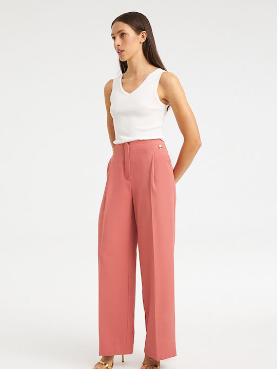 Women's Fabric Trousers Peach