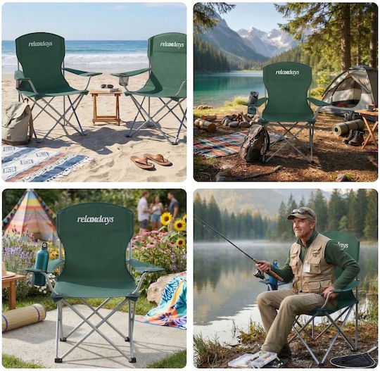 Relaxdays Scaun De Plajă Verde 97x54x81cm Set 2 Bucăți