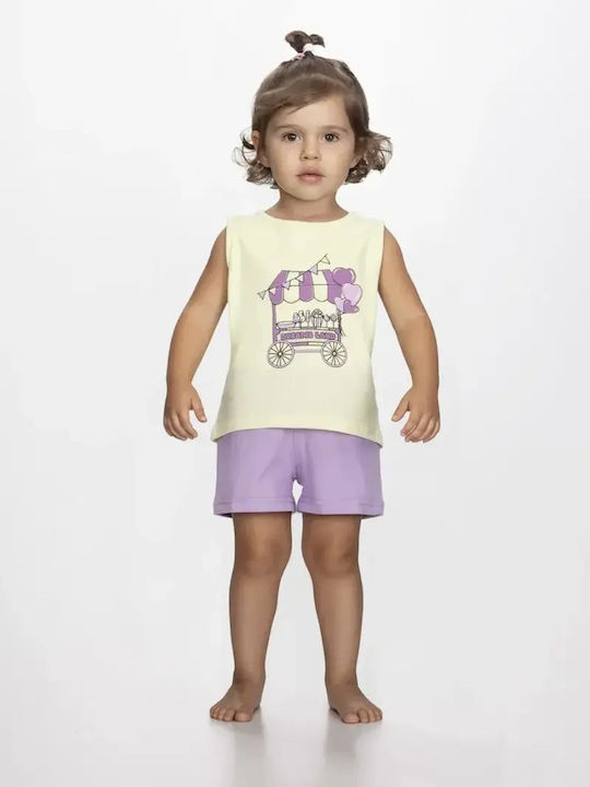 Dreams by Joyce Kids Summer Cotton Yellow Pajama Set Ice Cream