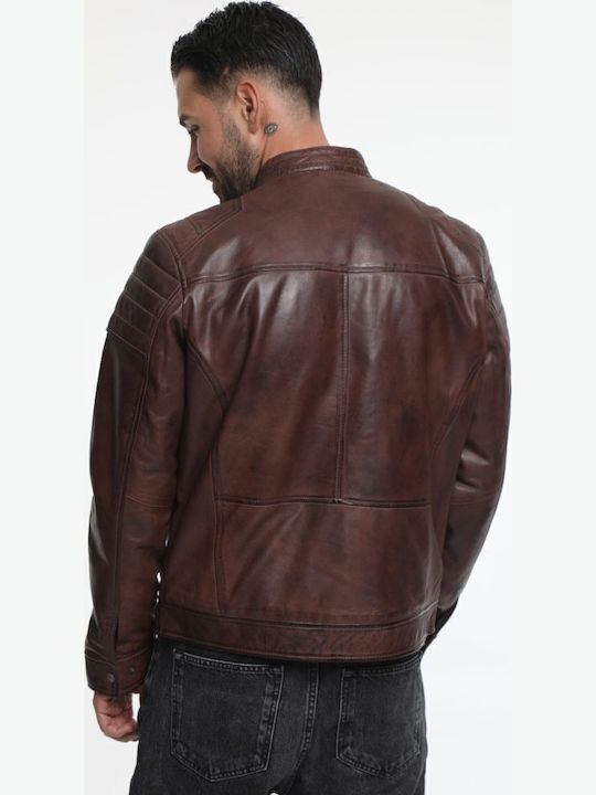 Δερμάτινο Μπουφάν Biker Redish Brown