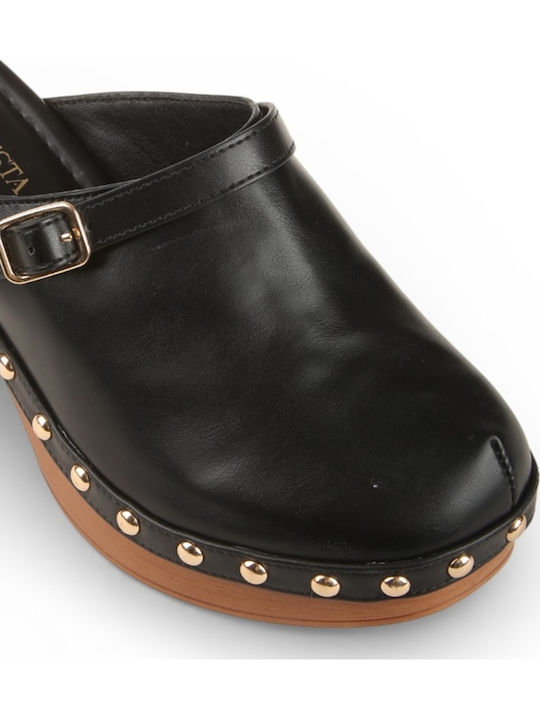Mules With Heel In Black Colour