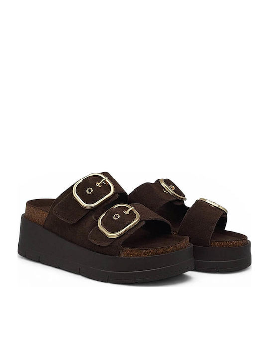 Damen Flache Sandalen Braun