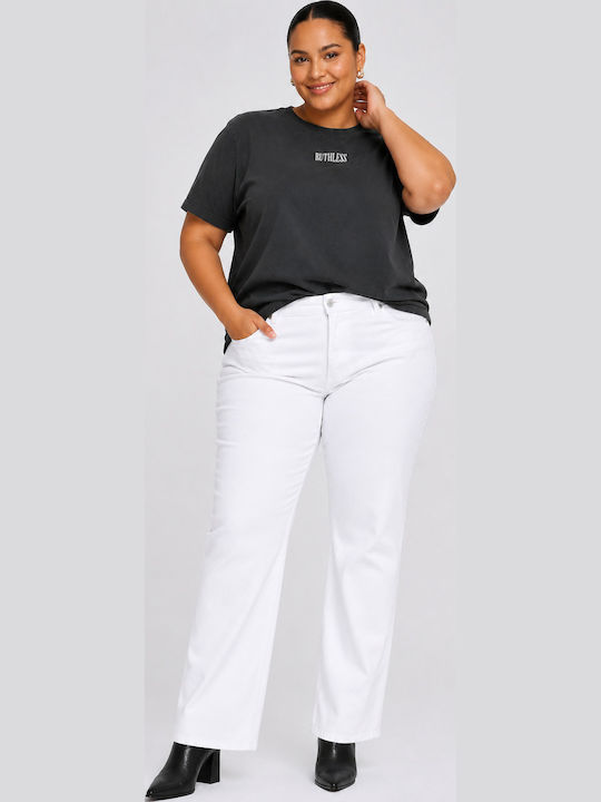 Damen Jeans Hosen in Gerade Bein Stil Weiß