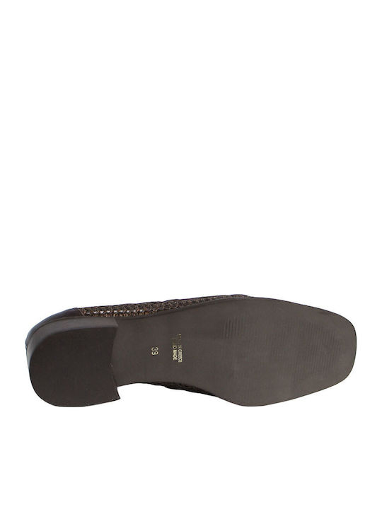 Leder Damen Mokassins in Braun Farbe