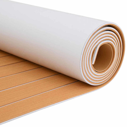 Mat Boat Striped Brown White 240 x 60 Cm Eva 42046774 Dark Grey