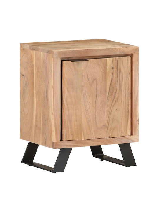 Nachttisch aus Holz mit Metallbeinen Beige 40x30x50cm