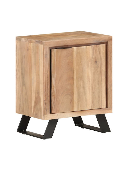 Nachttisch aus Holz mit Metallbeinen Beige 40x30x50cm