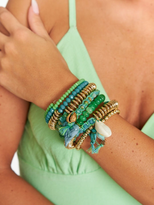 Bracelet Set Beads and Drop Turquoise