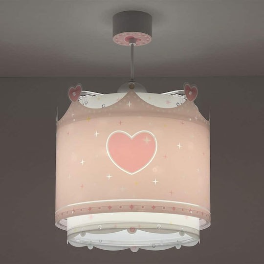 Ango Little Queen Single-Light Kids Ceiling Pendant Light Made of Plastic 15W with E27 Socket Pink