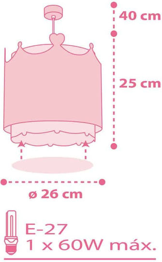 Ango Little Queen Single-Light Kids Ceiling Pendant Light Made of Plastic 15W with E27 Socket Pink