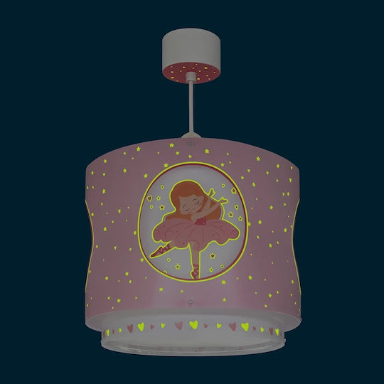 Ango Dance Single-Light Kids Ceiling Pendant Light Made of Plastic 15W with E27 Socket Pink