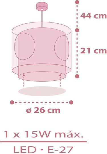Ango Dance Single-Light Kids Ceiling Pendant Light Made of Plastic 15W with E27 Socket Pink