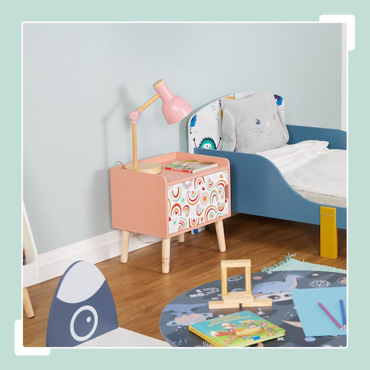 Wooden Pink Bedside Table 41x30x40cm