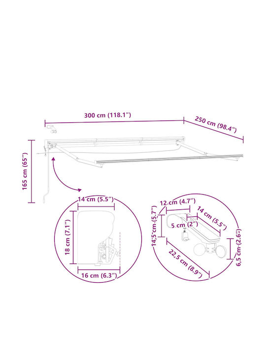 vidaXL Cort Terasă Roz 3x2.5m