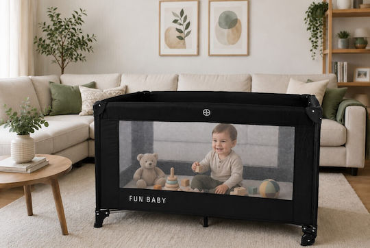 Fun Baby Παρκοκρέβατο με Στρώμα Μαύρο 62x125cm