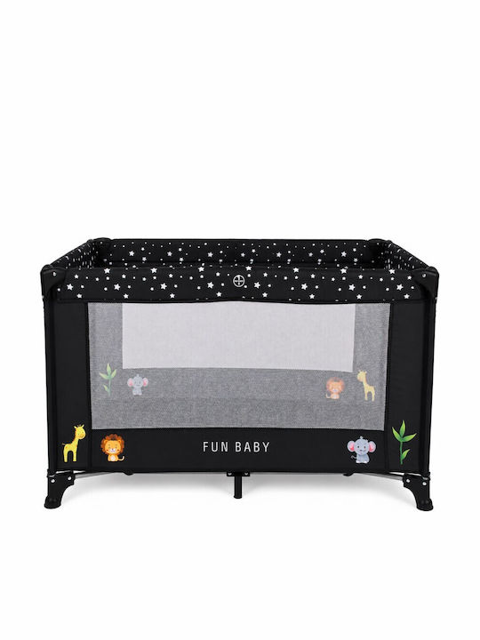 Fun Baby Playpen with Mattress Black 62x125cm