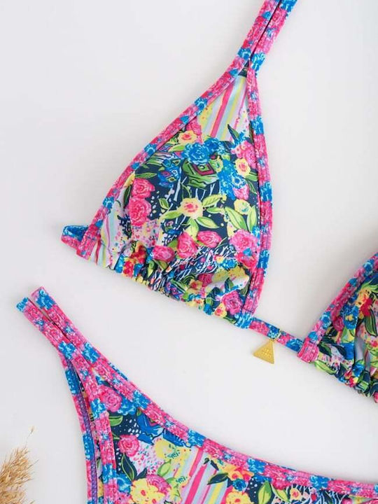 Set Bikini Τριγωνάκι Floral Ροζ