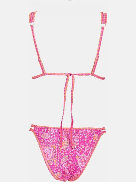 Set Bikini Τριγωνάκι Push Up Floral Ματζεντα