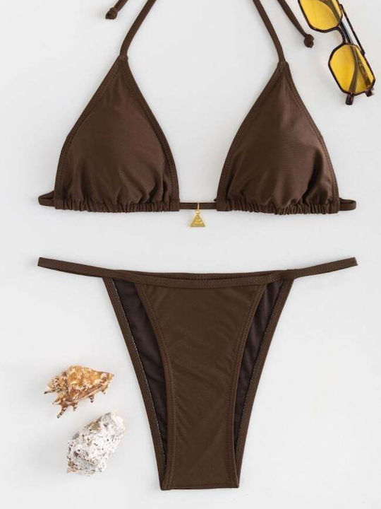 Set Bikini Dreieck Braun Dunkel