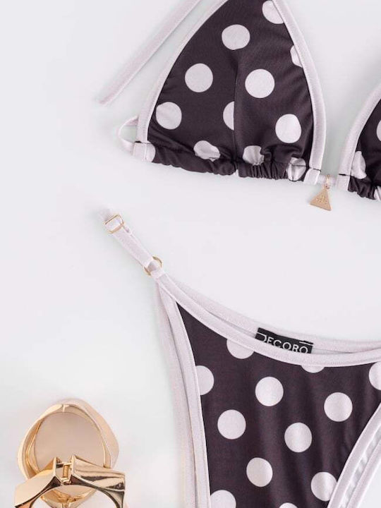 Set Bikini Dreieck Polka Dot Braun