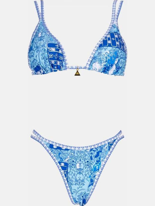 Set Bikini Τριγωνάκι Push Up Μπλε