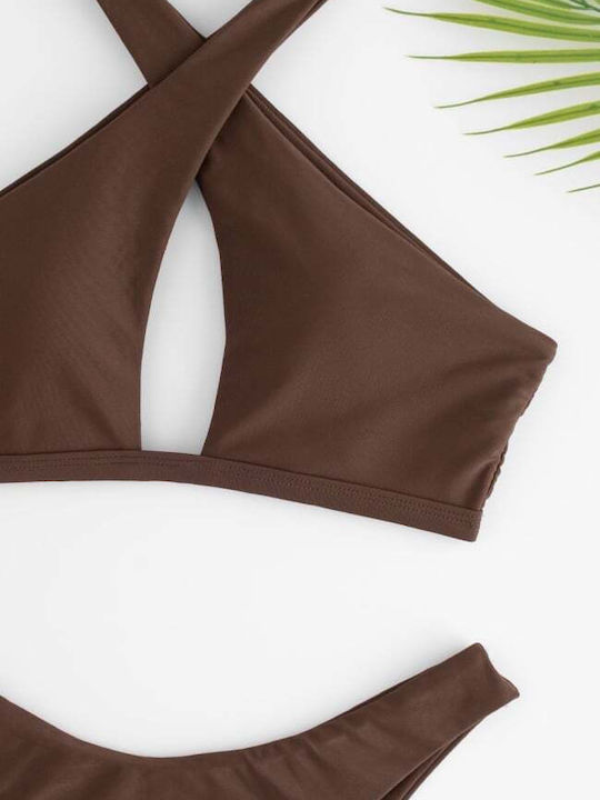 Bikini-Set Hohe Taille Braun Dunkel