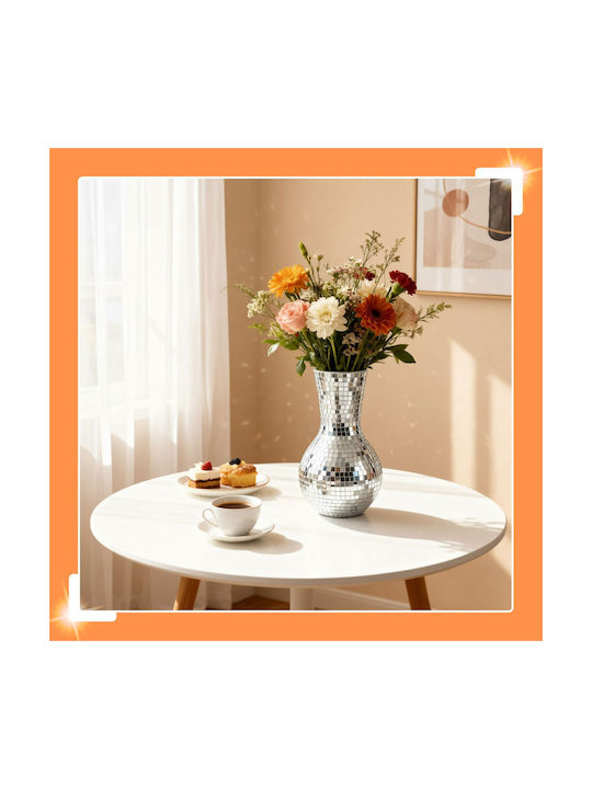 Relaxdays Dekorative Vase Silber Silber 14xH28cm