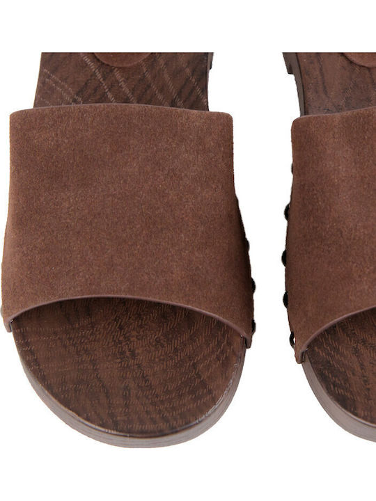 Flache Damen Sandalen Braun