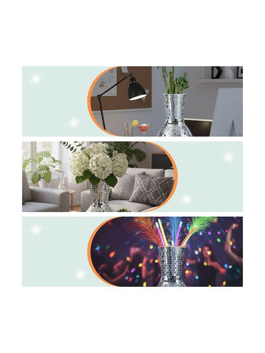 Relaxdays Dekorative Vase Silber Silber 14xH28cm