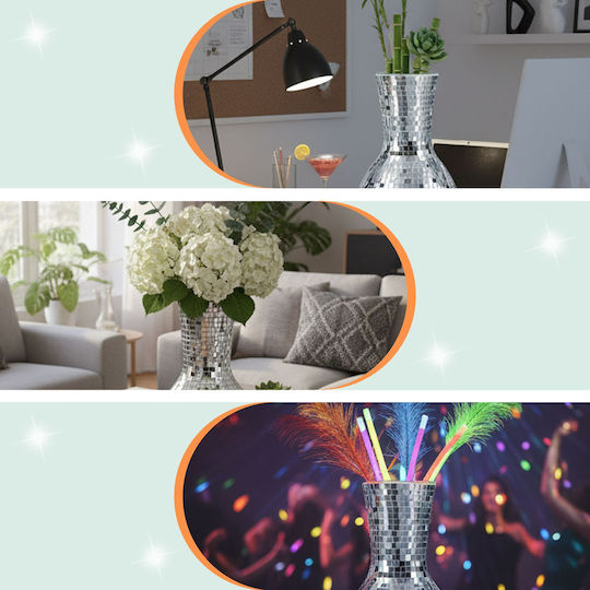 Relaxdays Vază Decorativă Argintie Argintiu 14xÎnălțime 28cm