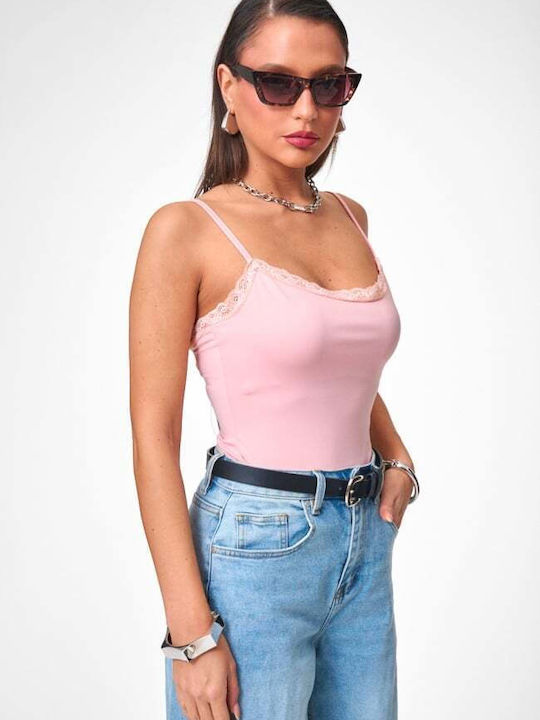 Lace Pink Women's Bodysuit