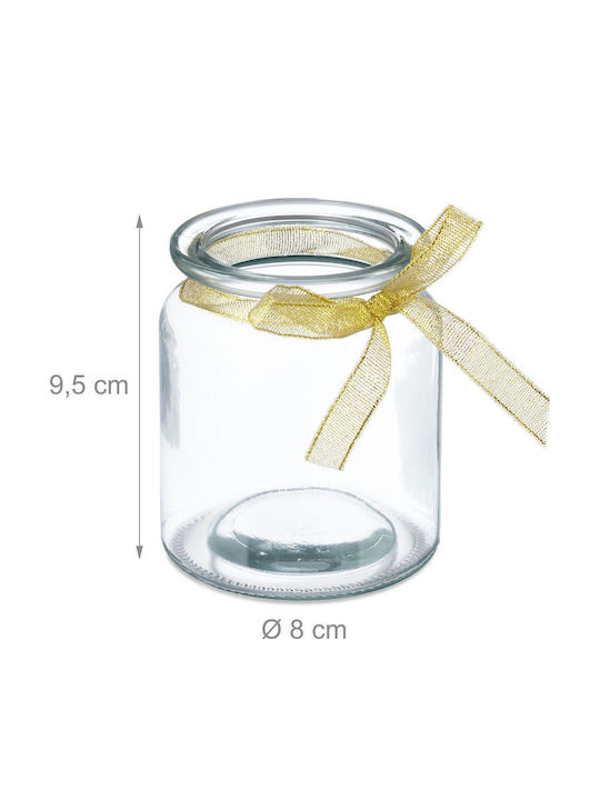 Relaxdays Set Suporturi Lumanări Din Sticlă În Culoare Transparentă 9.5x8cm 12 Bucăți