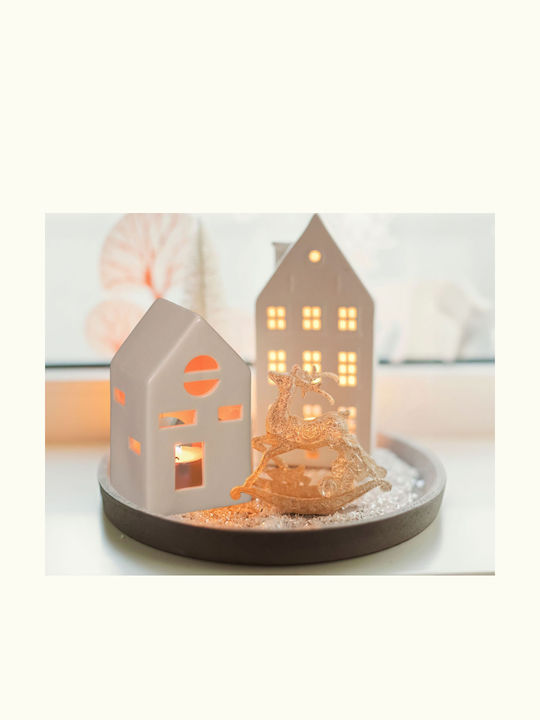 Relaxdays Suport De Lumânări Din Porțelan Alb 12.5x6x7cm